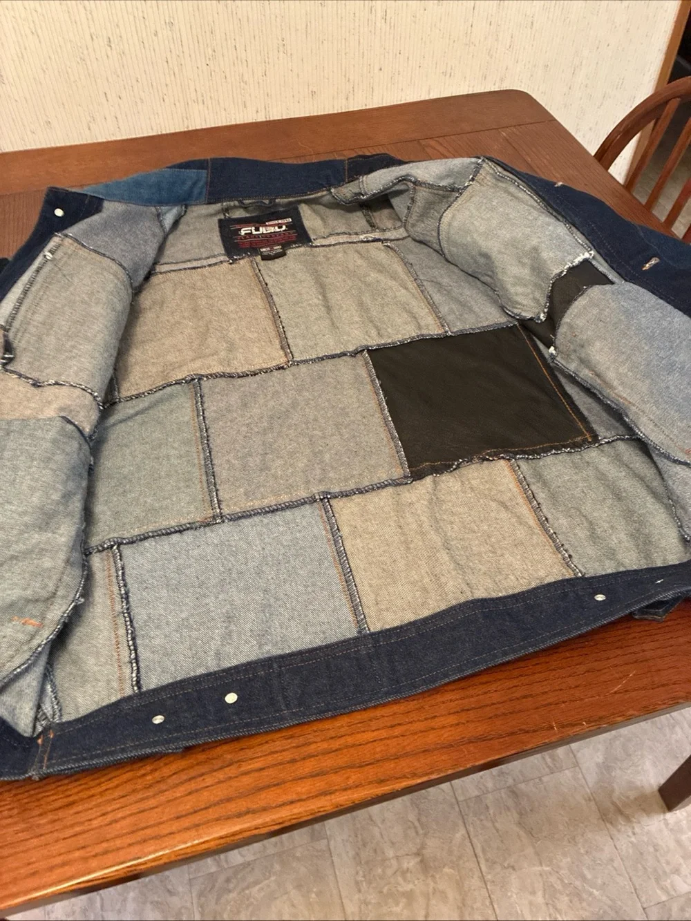 Vintage FUBU Patchwork Denim Jacket Men’s XL Trucker Coat Suede 1990’s